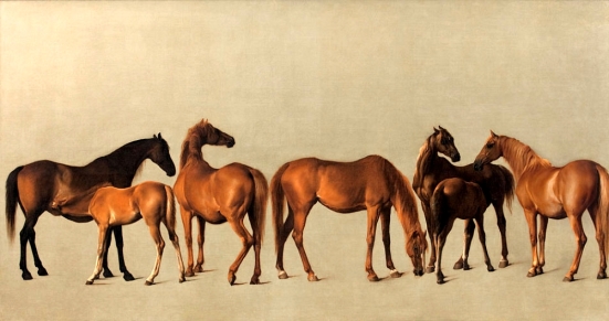 George Stubbs, Mares and Foals without a background, 1762, collection privée. 