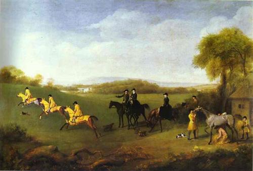 George Stubbs, Racehorses-belonging-to-the-duke-of-richmond-exercising-at-goodwood,1761.